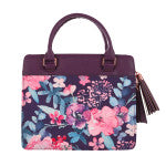 Blessed Purple Floral Faux Leather Purse-style Bible Cover - Medium size
