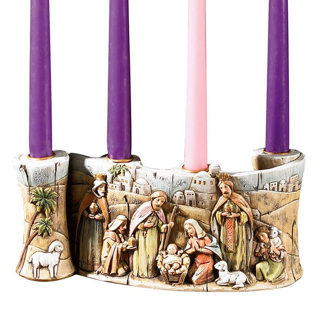 NATIVITY SCROLL ADVENT CANDLEHOLDER