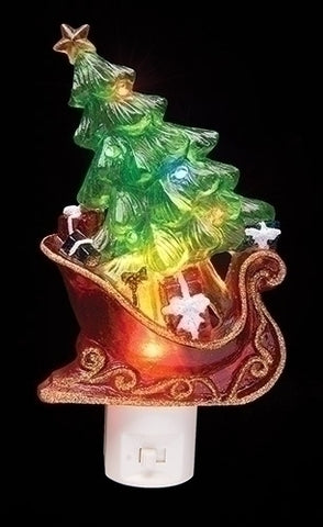 SLEIGH CHRISTMAS TREE NIGHT LIGHT - SWIVEL PLUG  6.75"H