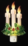 8"H 3 CANDLE W/HOLLY NIGHT LIGHT