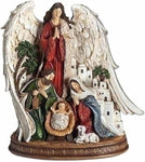 HOLY FAMILY W/ANGEL FLEU 9"H