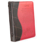 Love Pink Faux Leather Bible Cover - 1 Corinthians 13:4-8 SIZE LARGE