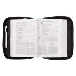 Two-fold Black Faux Leather Organizer Bible Cover - SIZE MEDIUM