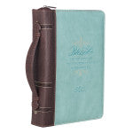 Blessed Light Blue Faux Leather Fashion Bible Cover - Luke 1:45  large size