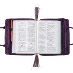 Blessed Purple Floral Faux Leather Purse-style Bible Cover - Medium size