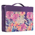 Purple Floral Blessed Is The One Faux Leather Fashion Bible Cover - Jeremiah 17:7 SIZE MEDIUM