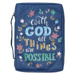 With God All Things Are Possible Navy Floral Value Bible Cover - Matthew 19:26