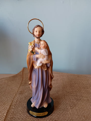ST. JOSEPH  WOODEN BASE 8"H