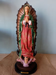 OUR LADY OF GUADALUPE WITH WOODEN BASE 18"H