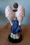 SAINT RAPHAEL WITH WOODEN BASE 12"H
