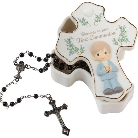 Blessings On Your First Communion Boy Rosary Box with Rosary