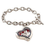 Silver link bracelet with silver plate dove