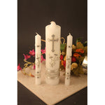 WEDDING CANDLE SET BRASS SILVER - GOLD