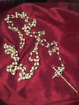 ROSARY LASSO CRYSTAL BEADS AND GOLD ANGELS WITH DELUXE BOX